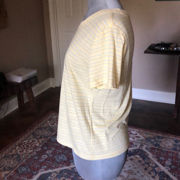 Lemon yellow with blue stripes t shirt. So soft - Picture 2 of 3